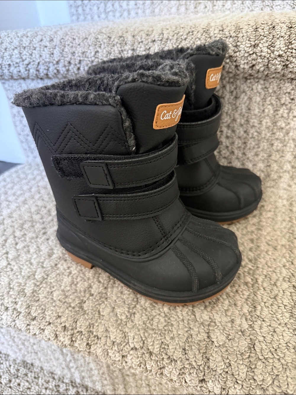 Cat & Jack Black Faux-Fur Lined Kids Snow Boots